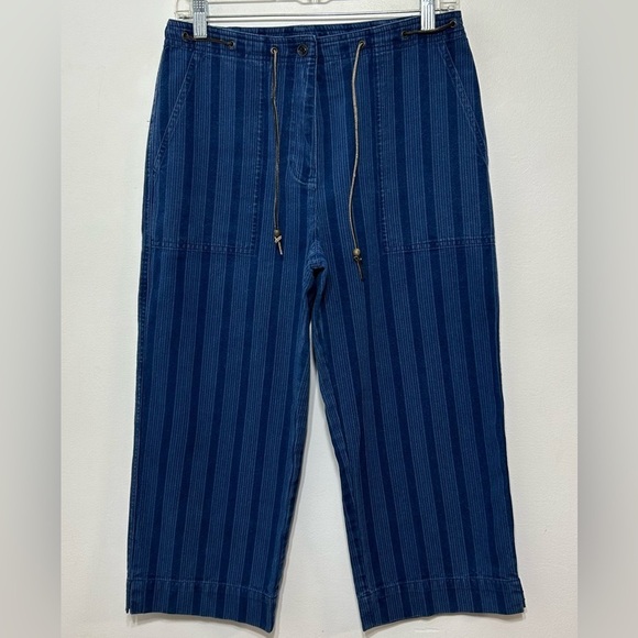 Lauren Ralph Lauren High Rise Striped Jean Capris Size 6 - Picture 1 of 8